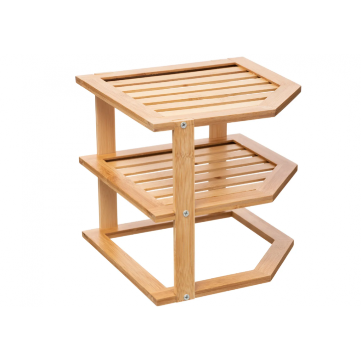 Konyhai polc fűszerek tárolására, 3 szintes, 26 bx 26 x 23 cm, világosbarna