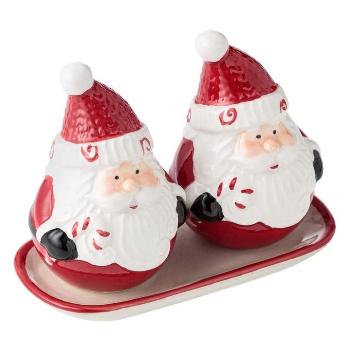 Set 2 solnite sare si piper cu design Mos Craciun, 9 cm