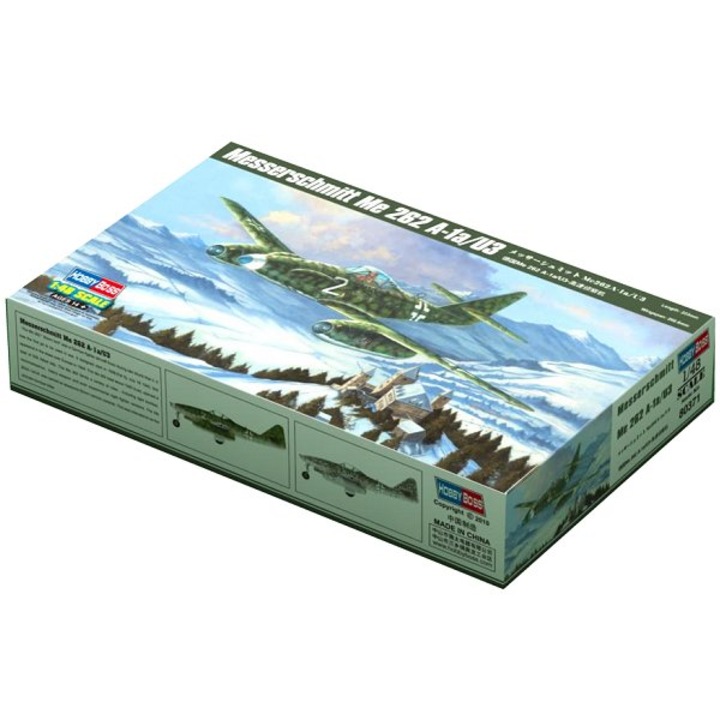 Kit de construit avion Messerschmitt 262 A-1a/U3, Lungime 22.3 cm, Anvergura aripilor 26.06 cm, Scara 1:48, 14+