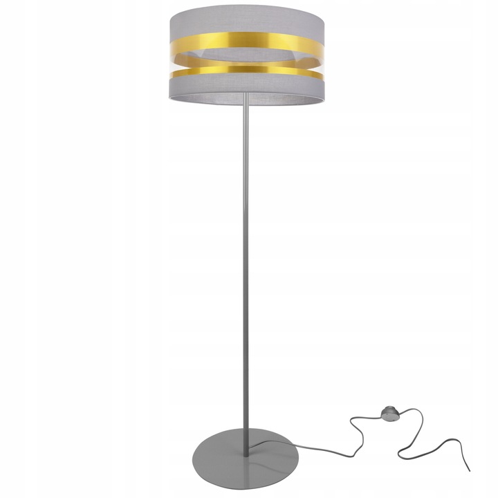 Lampa de podea moderna cu abajur verde/auriu/transparent, E27 max 60W, gri