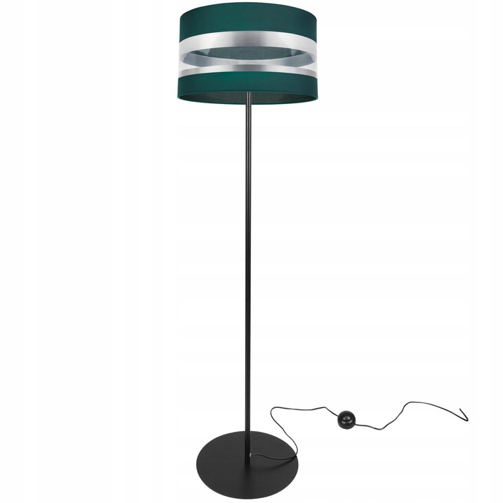 Lampa de podea moderna cu abajur verde/argintiu/transparent, 153cm, E27 max 60W, gri