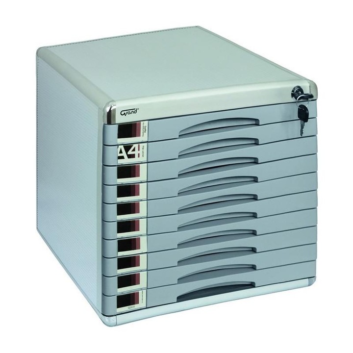 Dulap metalic, Yellow One, cu 10 sertare, 298 x 358 x 306 mm, Gri