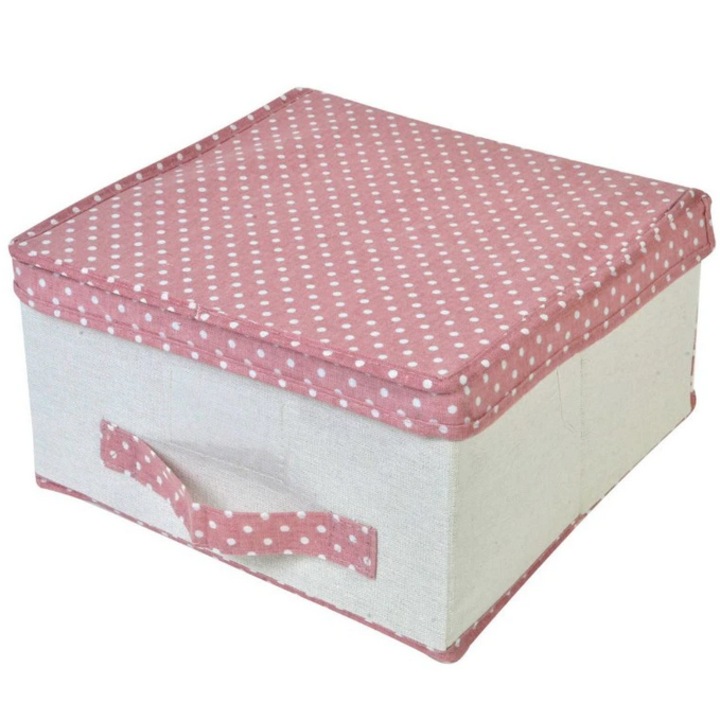 Tárolódoboz, YLOTECH®, pöttyös, 30x30x16 cm