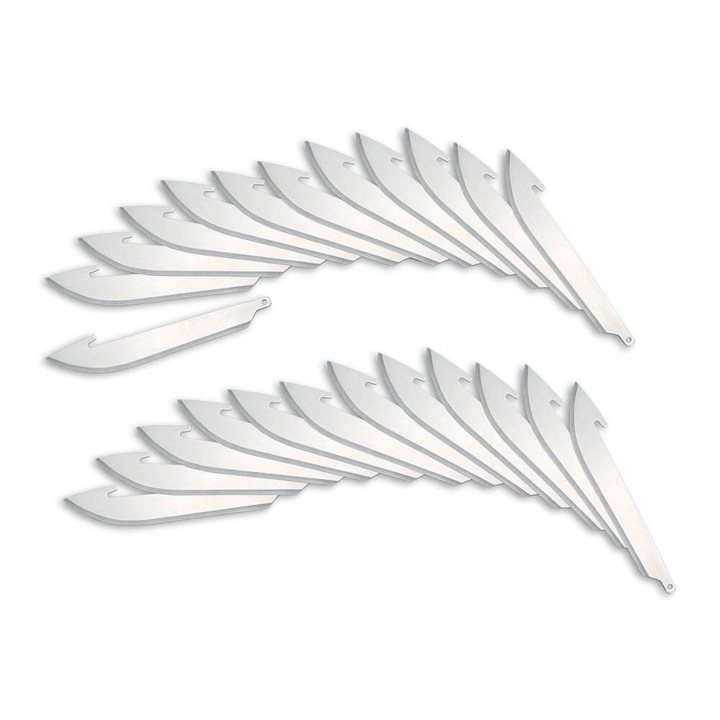 Lame de inlocuire profesionale Outdoor Edge otel 420J2, duritate 57 HRC, compatibile Razor Pro, Razor Blaze, Razor Lite, Onyx, 8.9 cm, set 24 bucati, esentiale pentru briciuri de vanatoare si camping, performanta superioara si fiabilitate