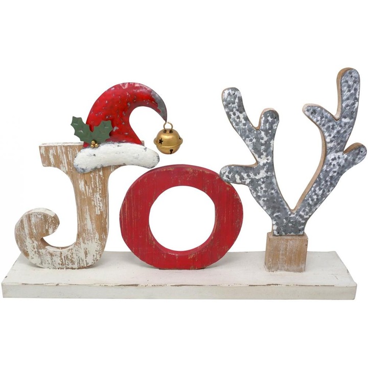 Figurina Craciun "Joy" cu Caciulita, multicolor, 40 cm