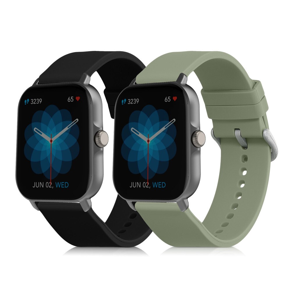 Kwnobile Replacement Band For Amazfit Bip 5 & GTR 4 - Black Silicone Nylon Fitness Tracker Strap