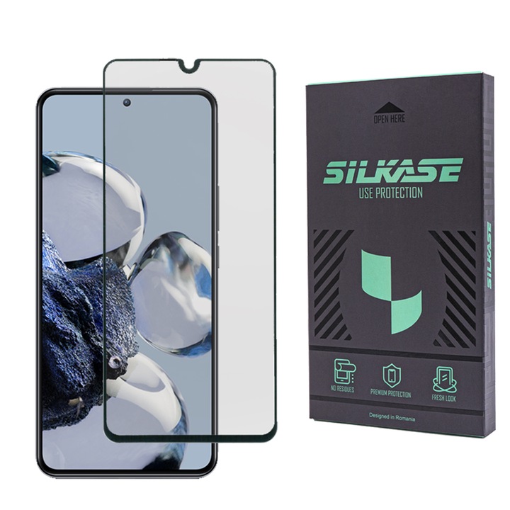 SILKASE matt üvegfólia Xiaomi 12T Pro készülékhez, Full Glue, Full display, fekete