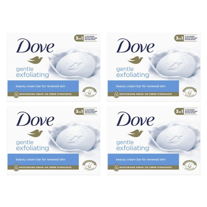 Комплект нежен ексфолиращ крем сапун Dove, 4 части x 90 g