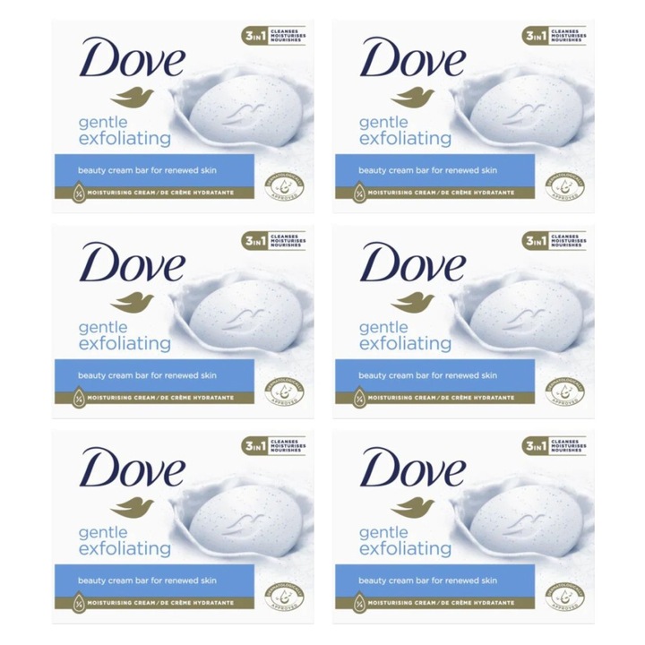 Комплект нежен ексфолиращ крем сапун Dove, 6 части x 90 g