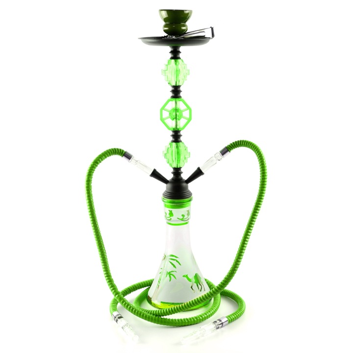 Narghilea Toro, Aydin, 2 furtunuri, Verde, 58 cm