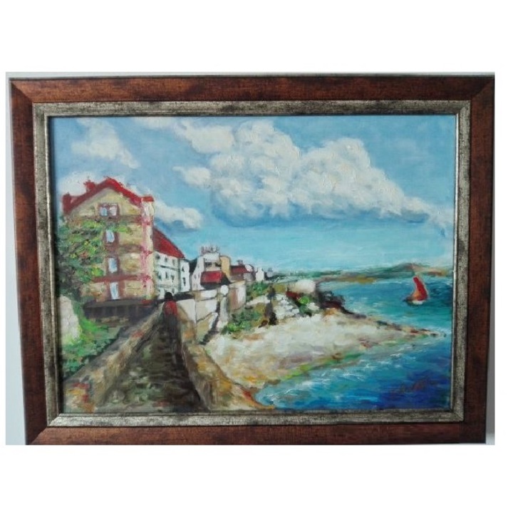 Картина, Океан в Сен Мало, 2015, Масло върху платно, Рамка, 46 x 36 см