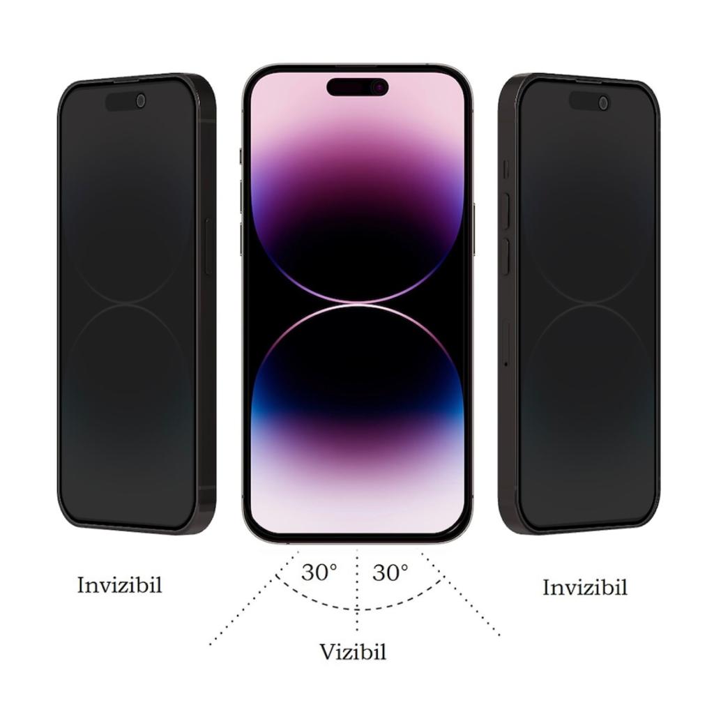 Folie Sticla Privacy, Compatibila Apple iPhone 15 Plus, Protectie Profesionala Ecran 3D, Alfkary Full Cover- Negru
