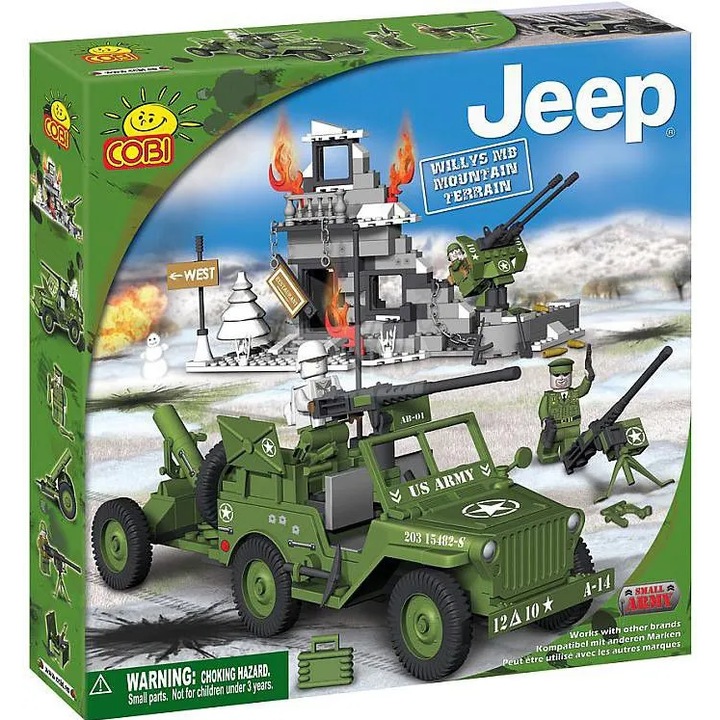 Set de construit Jeep Willys MB, unitate de aparare montana, 300 piese - Cobi
