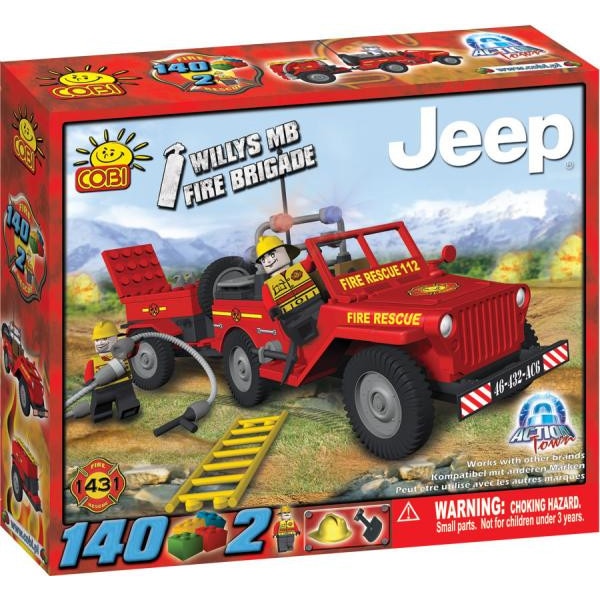 Set de construit Cobi Jeep pompieri interventie rapida, 140 piese