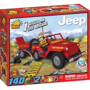 Set de construit Cobi Jeep pompieri interventie rapida, 140 piese Set de construit Cobi Jeep pompieri interventie rapida, 140 piese