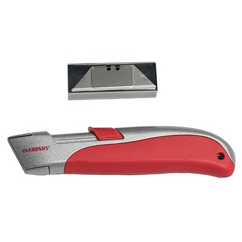 Cutter Kronus, cu dubla securitate autoretractabil in husa PVC, 160 mm Cutter Kronus, cu dubla securitate autoretractabil in husa PVC, 160 mm