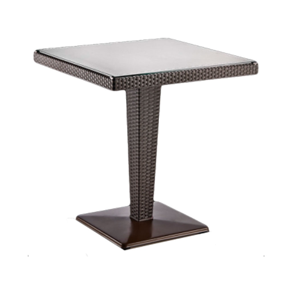 Masa patrata pentru bar din ratan PVC culoare cafea