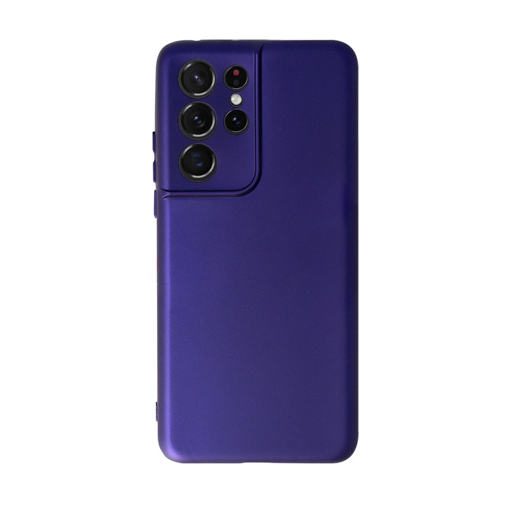 Калъф Safe Flex, съвместим със Samsung Galaxy S21 Ultra, Fonix команда, Тънък гъвкав дизайн, Вътрешна облицовка с микрофибър, Антишок, Мек силикон, Текстура с матово/гладко покритие, Незалепващо, Лилаво лилаво