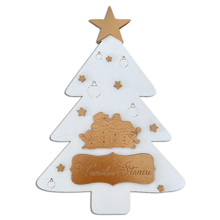 Decoratiune de Craciun in forma de brad, pentru usa, lemn, 25 cm, Artemis Gift