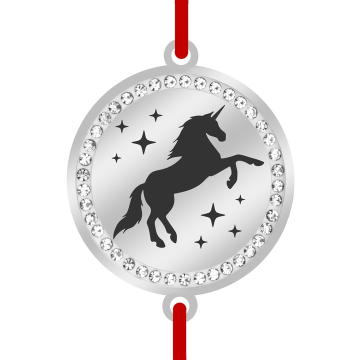 Bratara Inox Banut Pietre Unicorn Stelute Argintiu