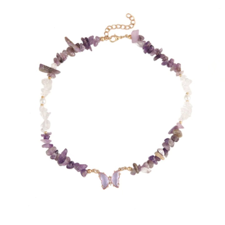 Colier LuxHoney, CRM, cu pandantiv fluture, 40+5 cm