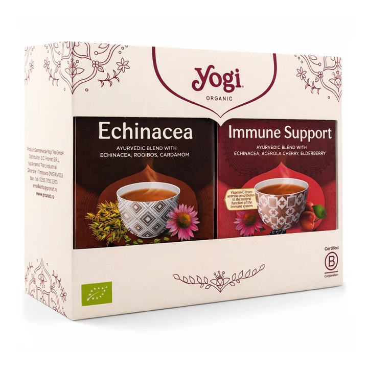 Pachet 2 cutii ceai bio Yogi Tea, Sprijin Imunitar si Echinacea