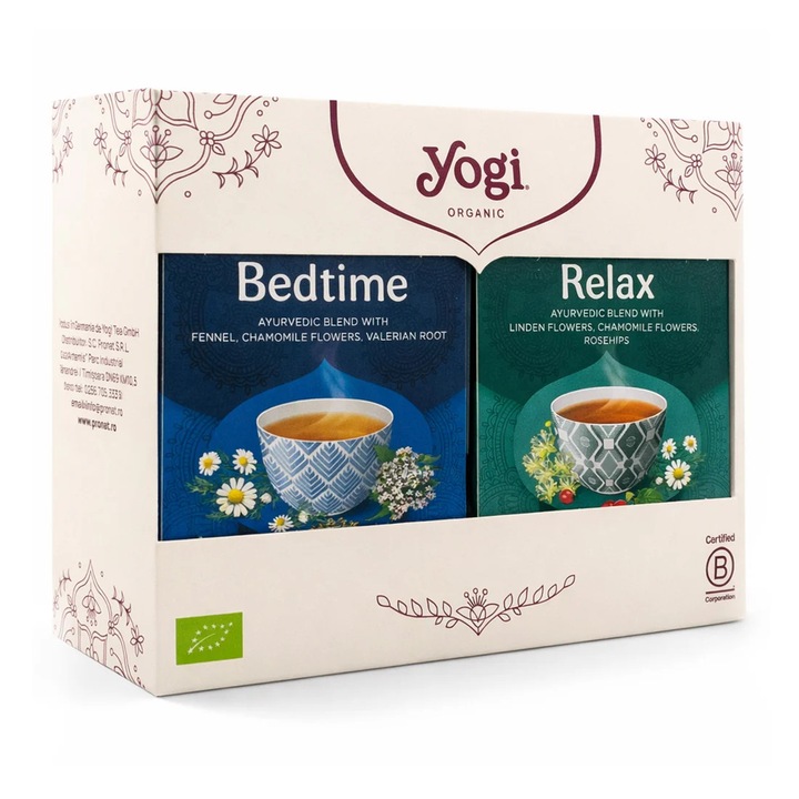 Pachet 2 cutii ceai bio Yogi Tea, Calmant si de Seara