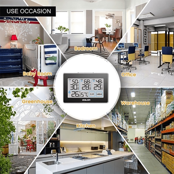 Метеорологична станция с хигрометър, 3 външни сензора, Безжична ...