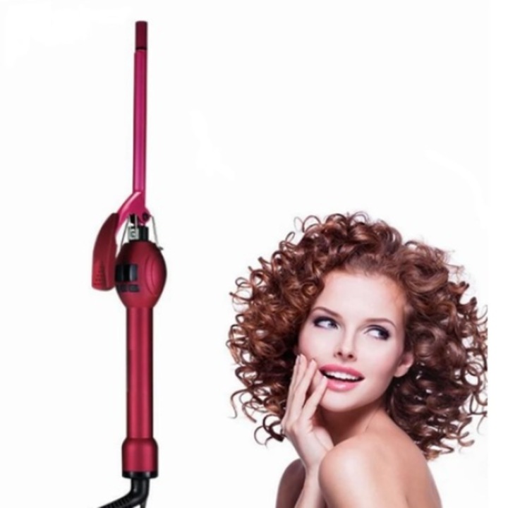 Ondulator afro profesional FOXMAG24, pentru bucle, cilindru 9 mm 30W, 80-230 grade cu tehnologie ionica, visiniu