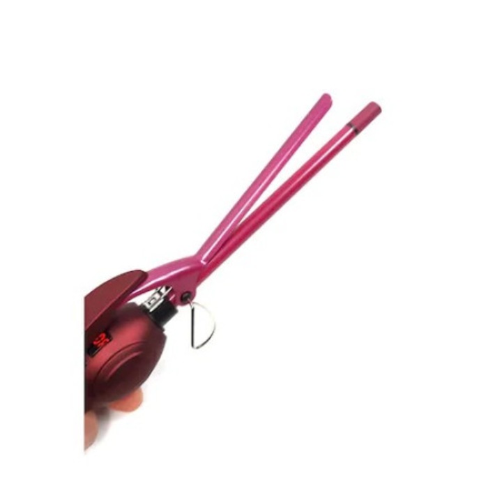 Ondulator afro profesional FOXMAG24, pentru bucle, cilindru 9 mm 30W, 80-230 grade cu tehnologie ionica, visiniu