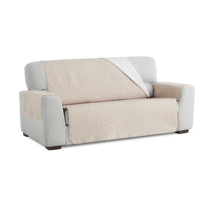 Протектор за диван, 3 места, Тефлонов, бежов