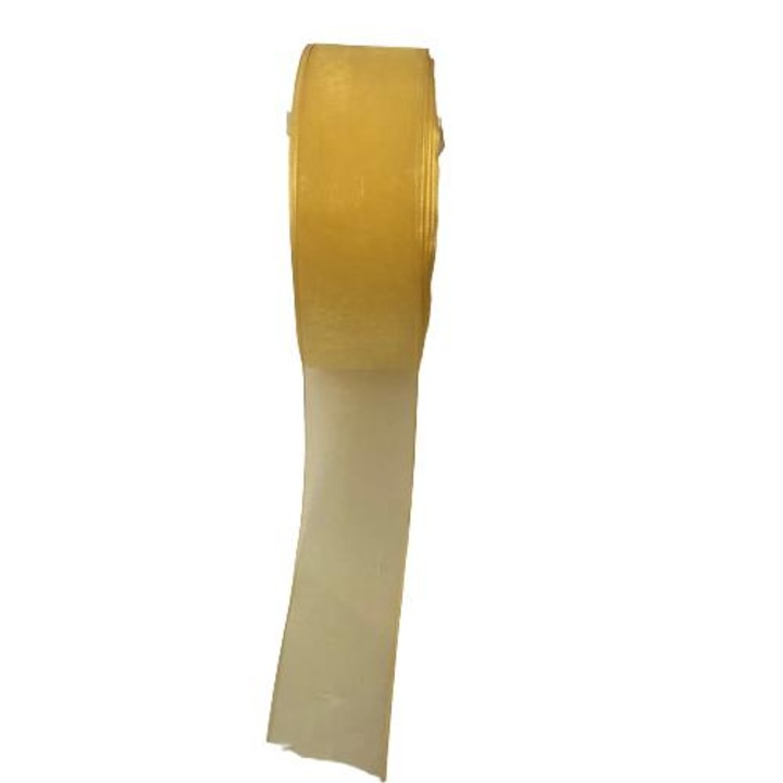 Златна панделка от органза ширина 4 см. 45 мл