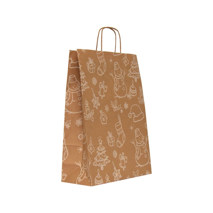 Set 10 Pungi cadou hartie, 32x12x41 cm, model CRACIUN8