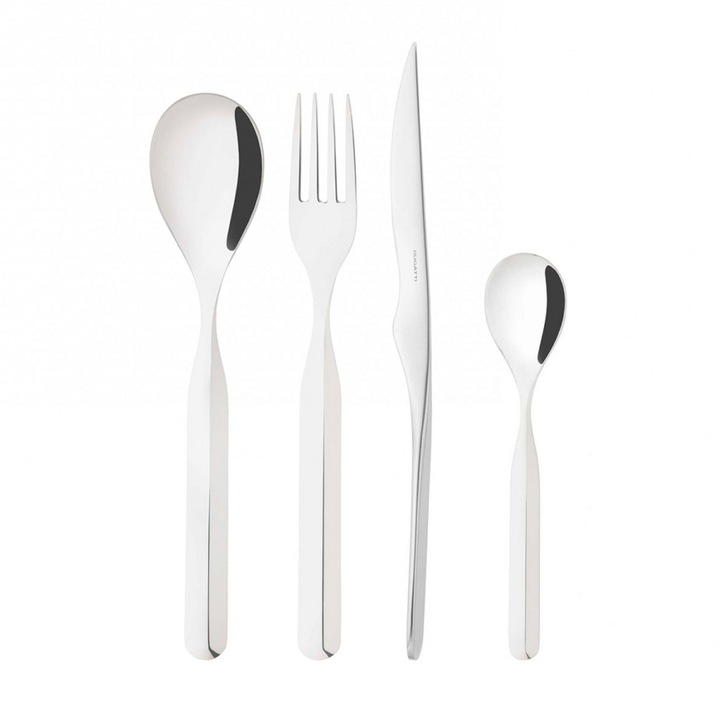 Комплект от 24 прибора Casa Bugatti, Vidal, за 6 души, модерен, елегантен дизайн, първокласен материал, неръждаема стомана, елегантна презентационна кутия, сребро