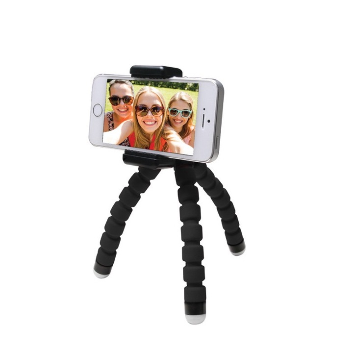 MediaRange mini állvány, Univerzális, Rugalmas lábak, Távirányítós redőny, Fekete