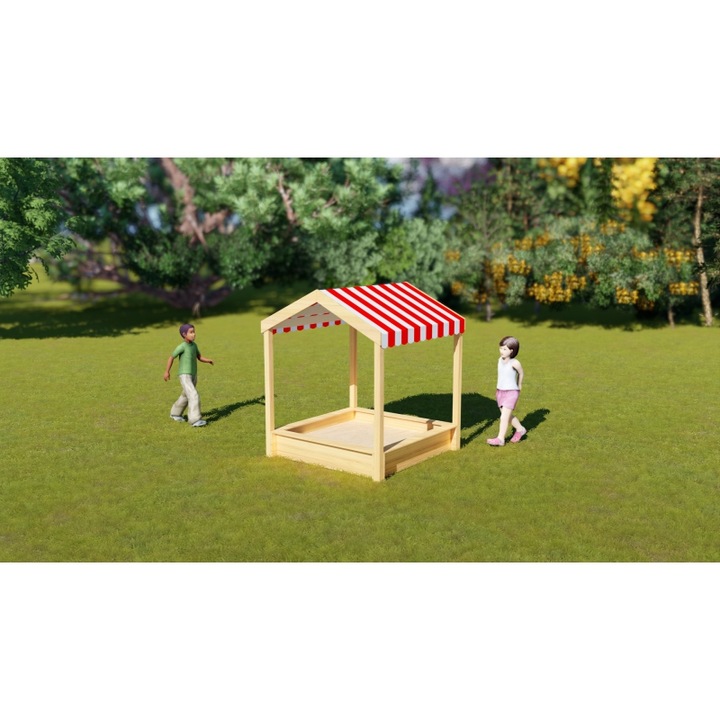 Пясъчник с покрив Classic World EDU, Wood, Multicolor