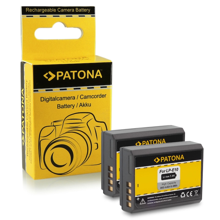 2x Patona LP-E10 akkumulátor csomag Canon EOS 1100D EOS Rebel T3 860 mAh-hoz