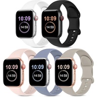 Set 5 Curea sport din silicon pentru bratara Apple Watch Series 2/3/4/5/6/7/SE, Display 38mm/40mm/41mm, marime S/M, multicolor