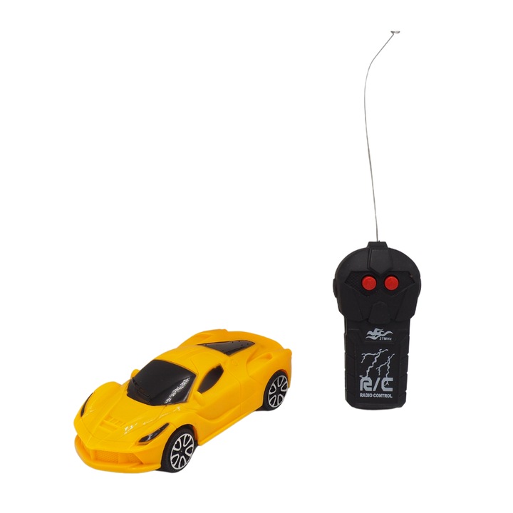 Masina cu telecomanda, Speed, galben, plastic, 1:24, model sport, 2 functii: fata/spate
