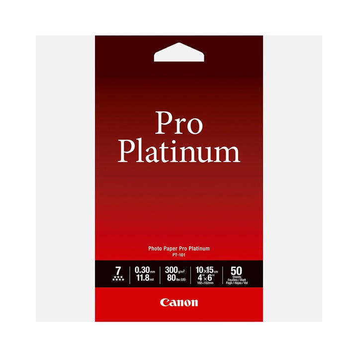 Hartie foto Canon Pro Platinum, Glossy, 10x15 cm, 300gr, 50 coli