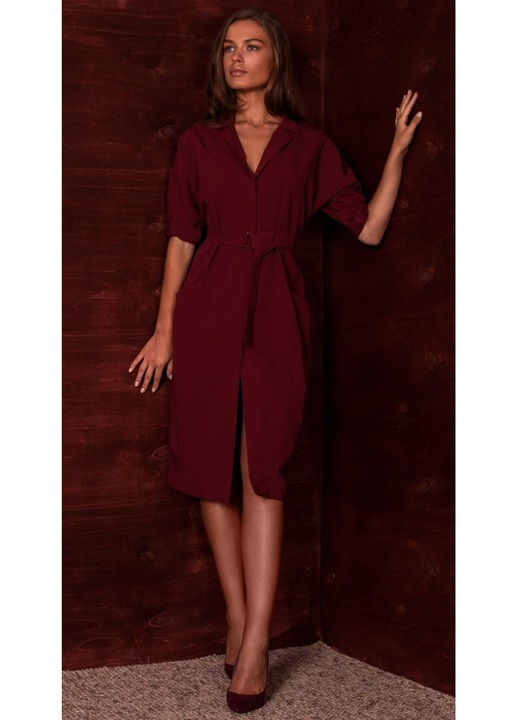 Rochie camasa, Style, Poliester, Visiniu, 2XL