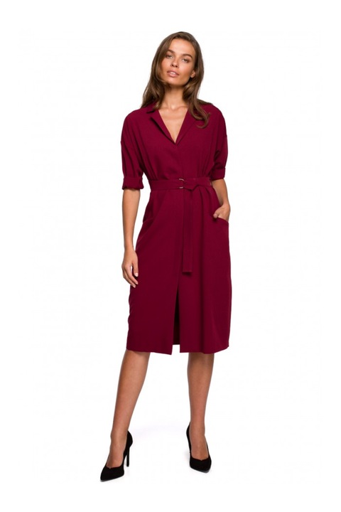 Рокля с джобове Style, полиестер, Бордо, 2XL