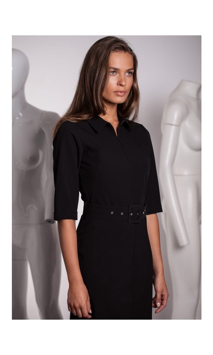 Rochie cu curea, Style, Poliester, Verde, Negru