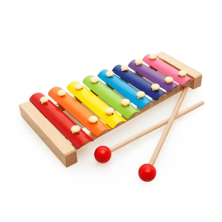 Onore Montessori zenei xilofon gyerekeknek, többszínű, fa és ABS, 24 x 12 cm, 8 hangjegy