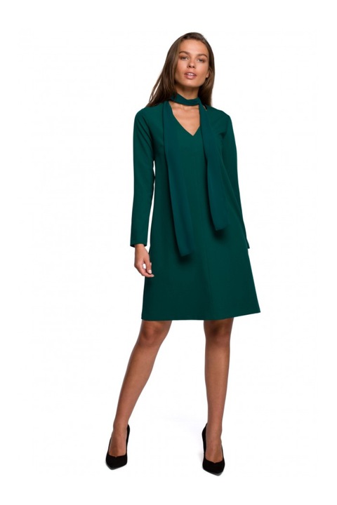 Rochie cu esarfa. Style. Poliester. Verde. S