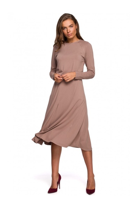 Рокля, Style, Разкроена, вискоза, червено, Бежов