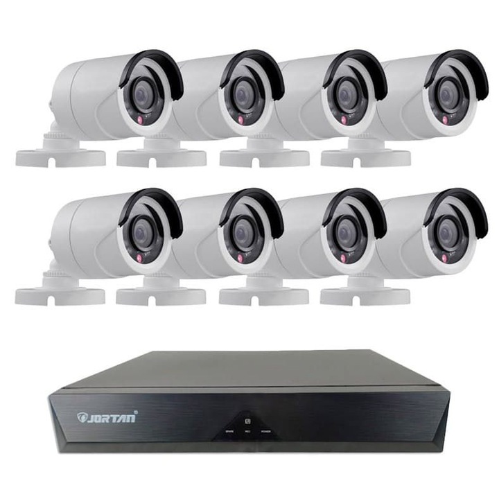 Kit supraveghere video Hikvision 8MP, cu 4 camere 8MP de exterior/interior si HDD 1 TB MK593