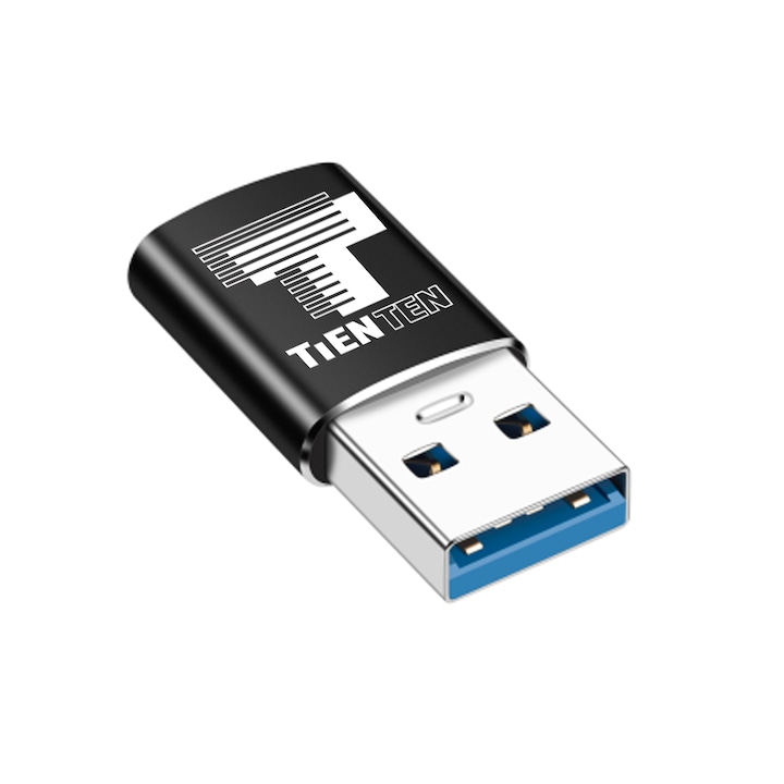 Adaptor OTG USB 3.0 la USB-C, Tienten, USB Type C, USB-A, negru