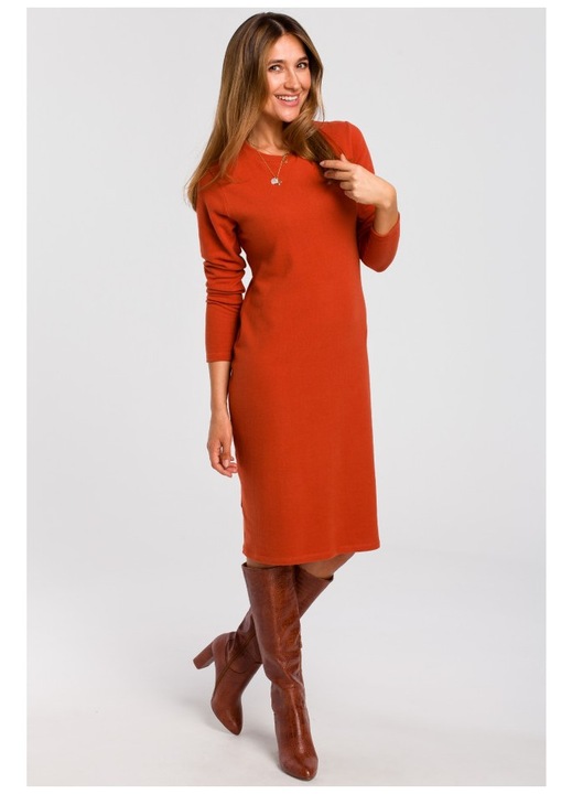 Rochie pulover, Style, Bumbac/Elastan, Rosu