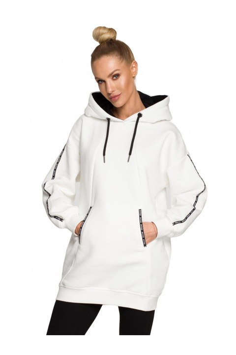 Bluza de dama MOE, Cu gluga, Bumbac, Poliester, Alb